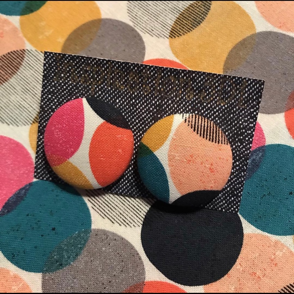 All Over Multi-Color Circles/Dots Buttons Earrings
